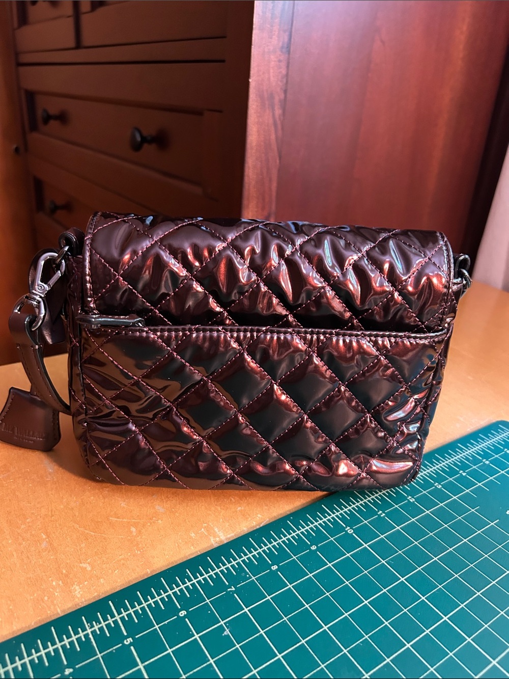 Mz Wallace Small Crosby lock in Bordeaux Lacquer - Picture 11 of 14